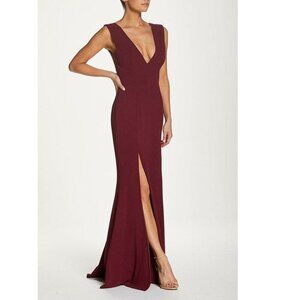 Dress the Population Sandra V-Neck Gown in Burgundy Size S
